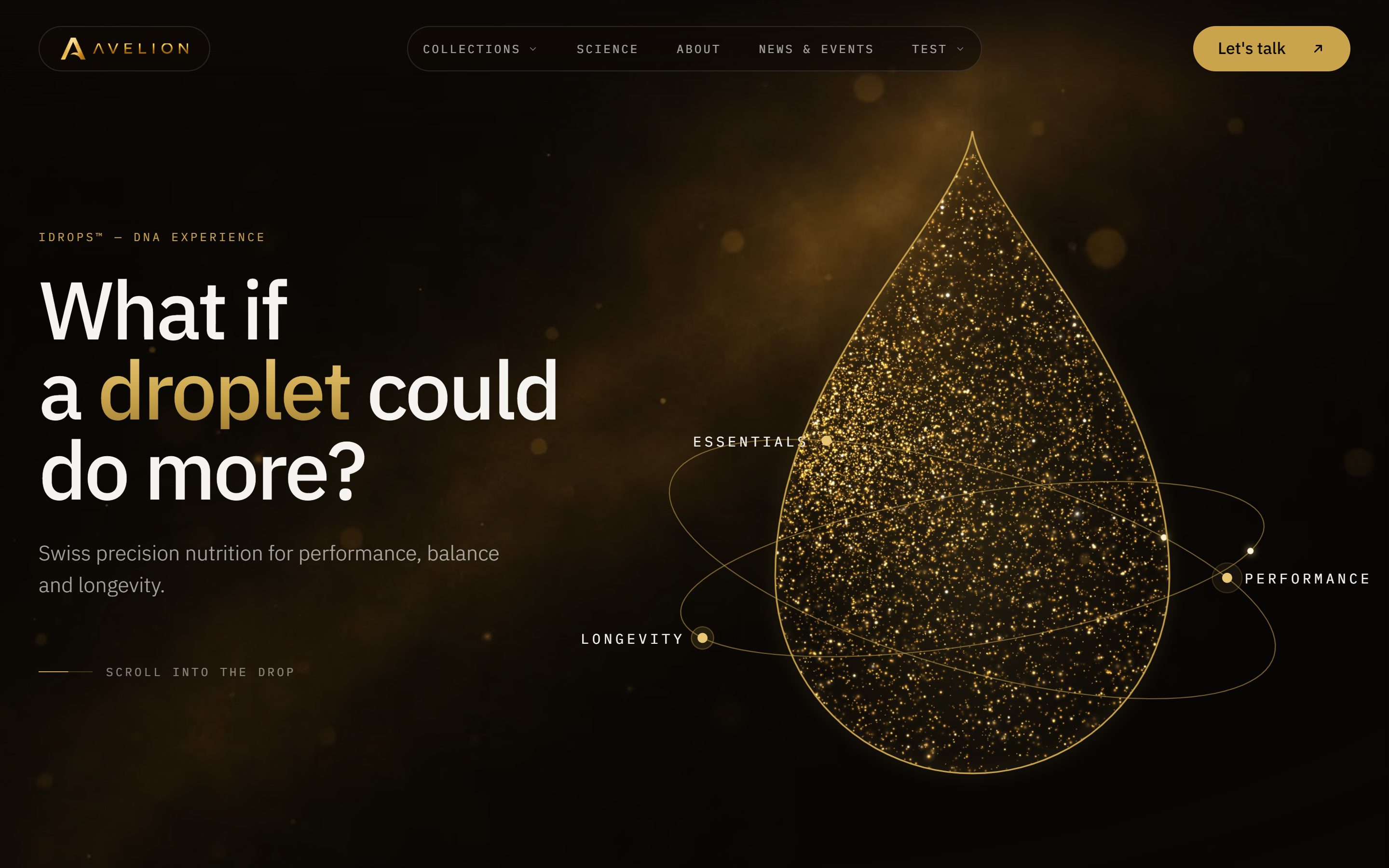 Neue Website von Avelion mit der iDrops-Inszenierung
