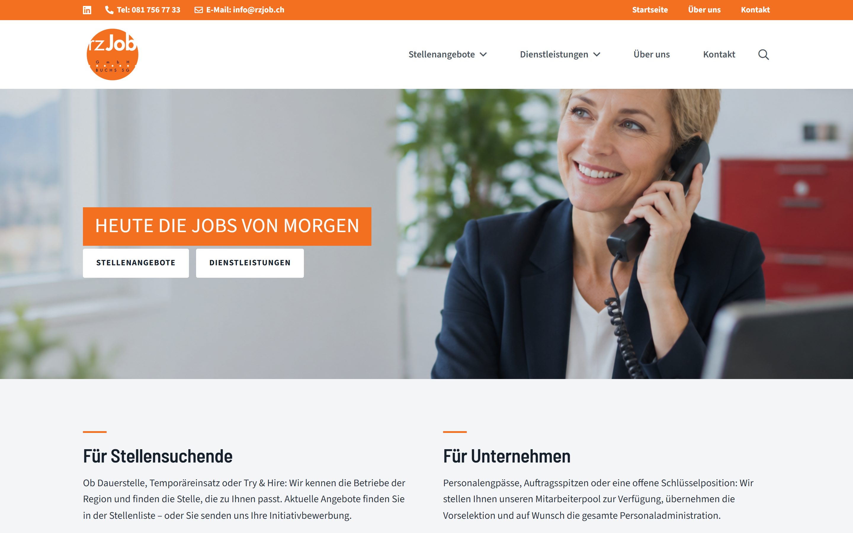 Startseite von rzJob