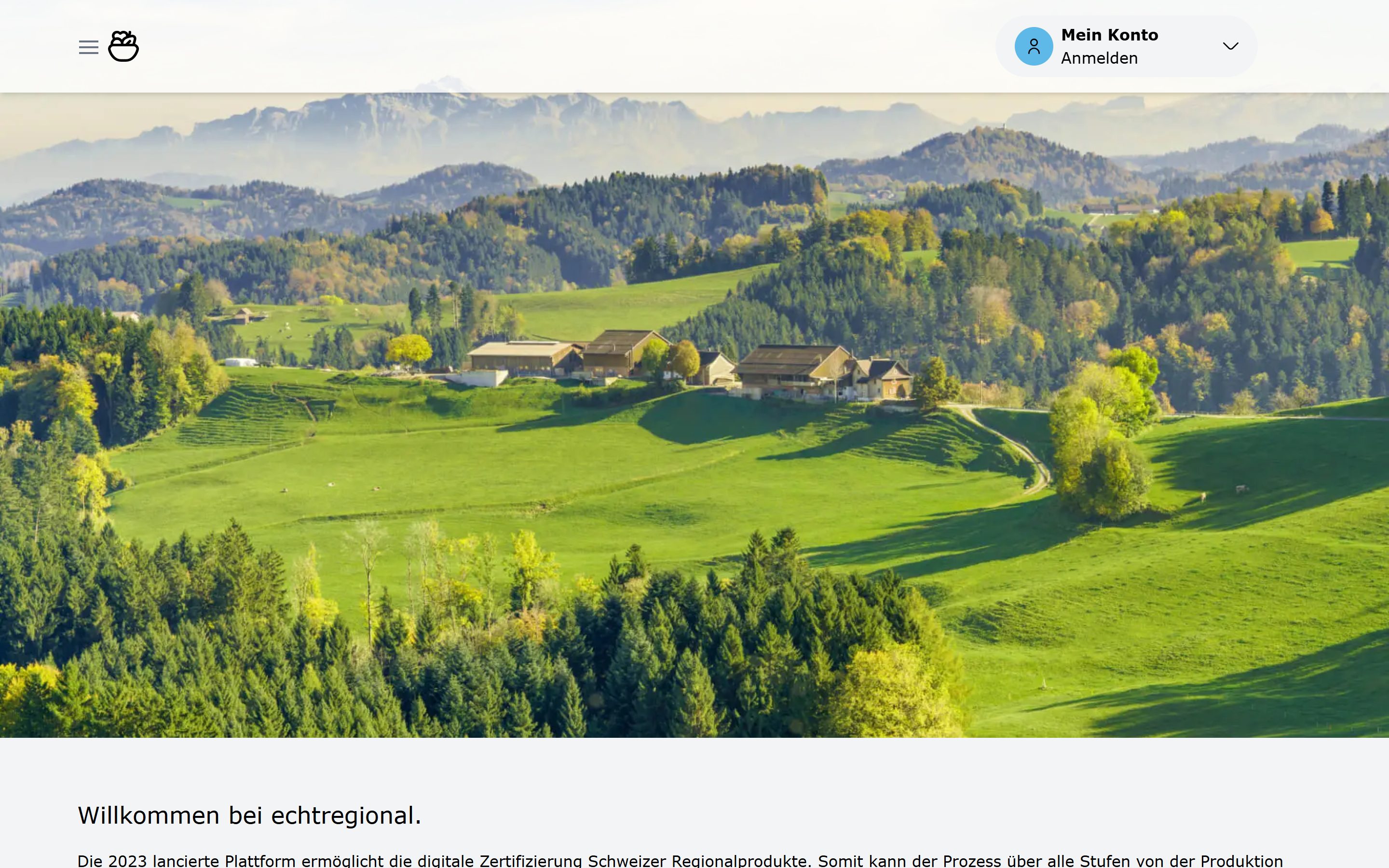 Startseite der Plattform Echtregional Swiss