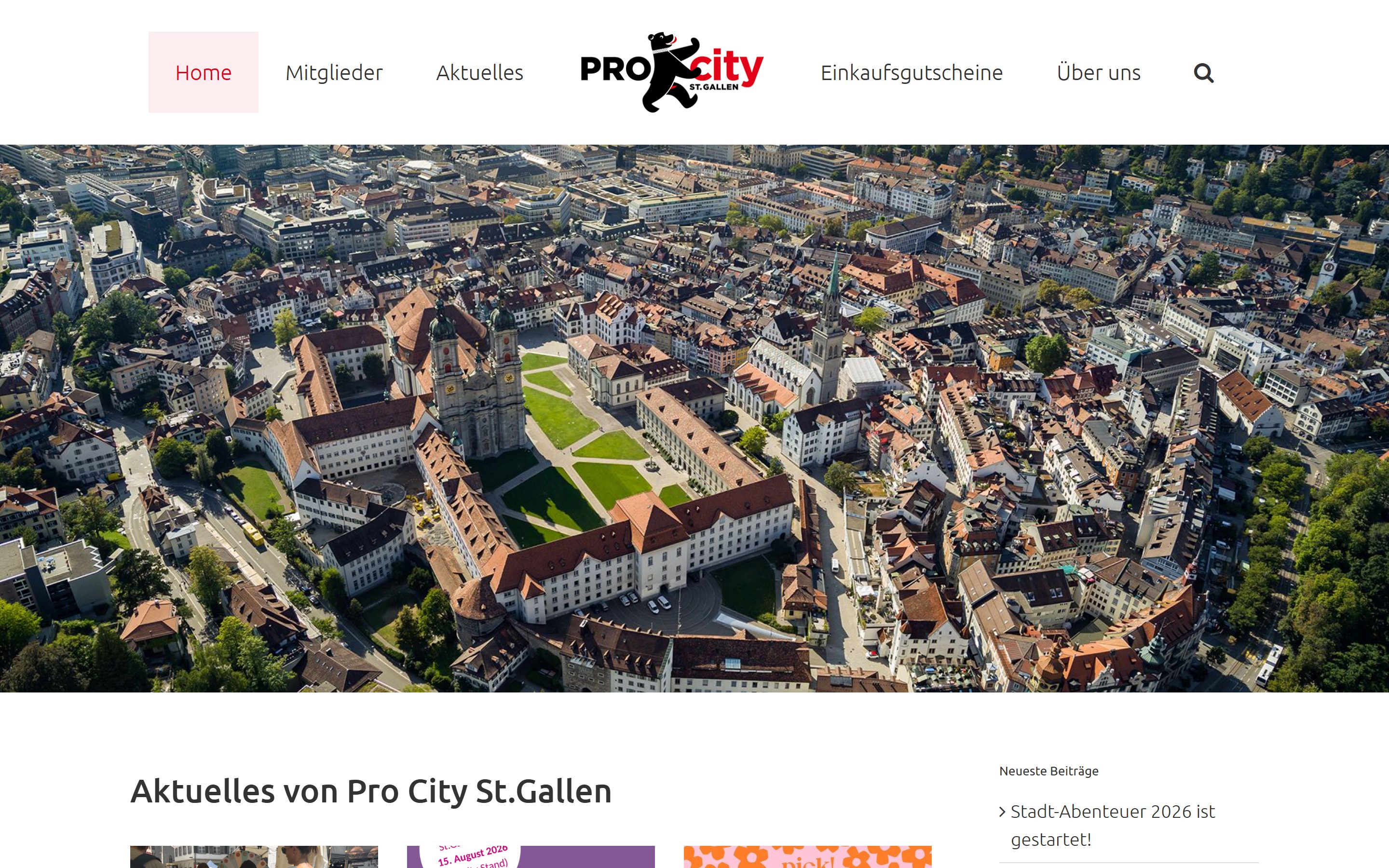 Startseite von Pro City St.Gallen