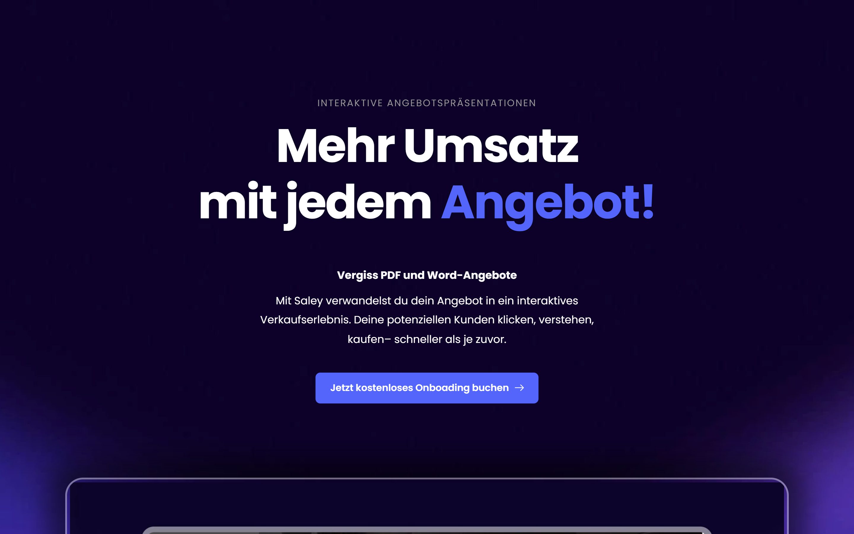 Startseite von Saley: «Mehr Umsatz mit jedem Angebot»